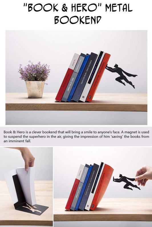 Pack of 2|Creative Superman Metal Bookshelf Book Stand