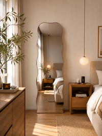 Wave Standing Mirror | Full-Length Wavy Frame Mirror | Black & Gold