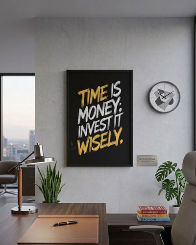 Time Is Money — Framed Motivational Wall Art | 8×12