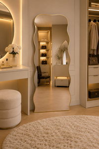 Wave Standing Mirror | Full-Length Wavy Frame Mirror | Black & Gold