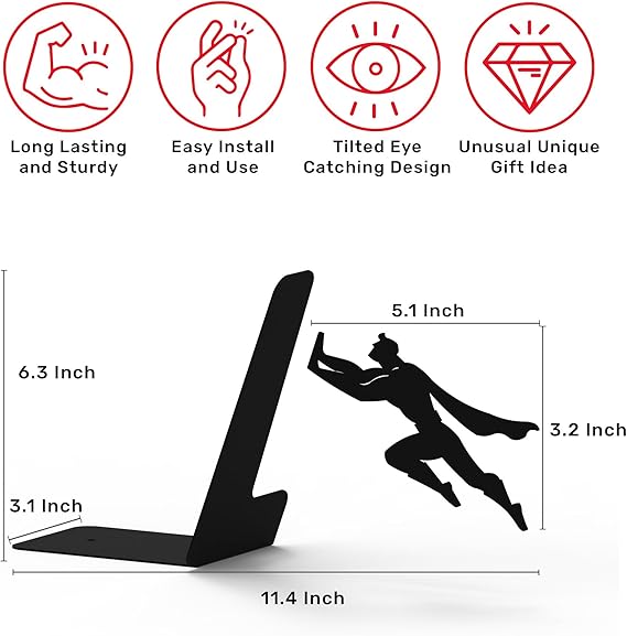 Pack of 2|Creative Superman Metal Bookshelf Book Stand