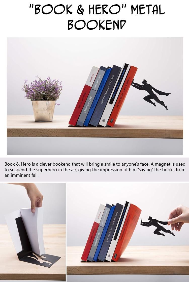 Pack of 2|Creative Superman Metal Bookshelf Book Stand